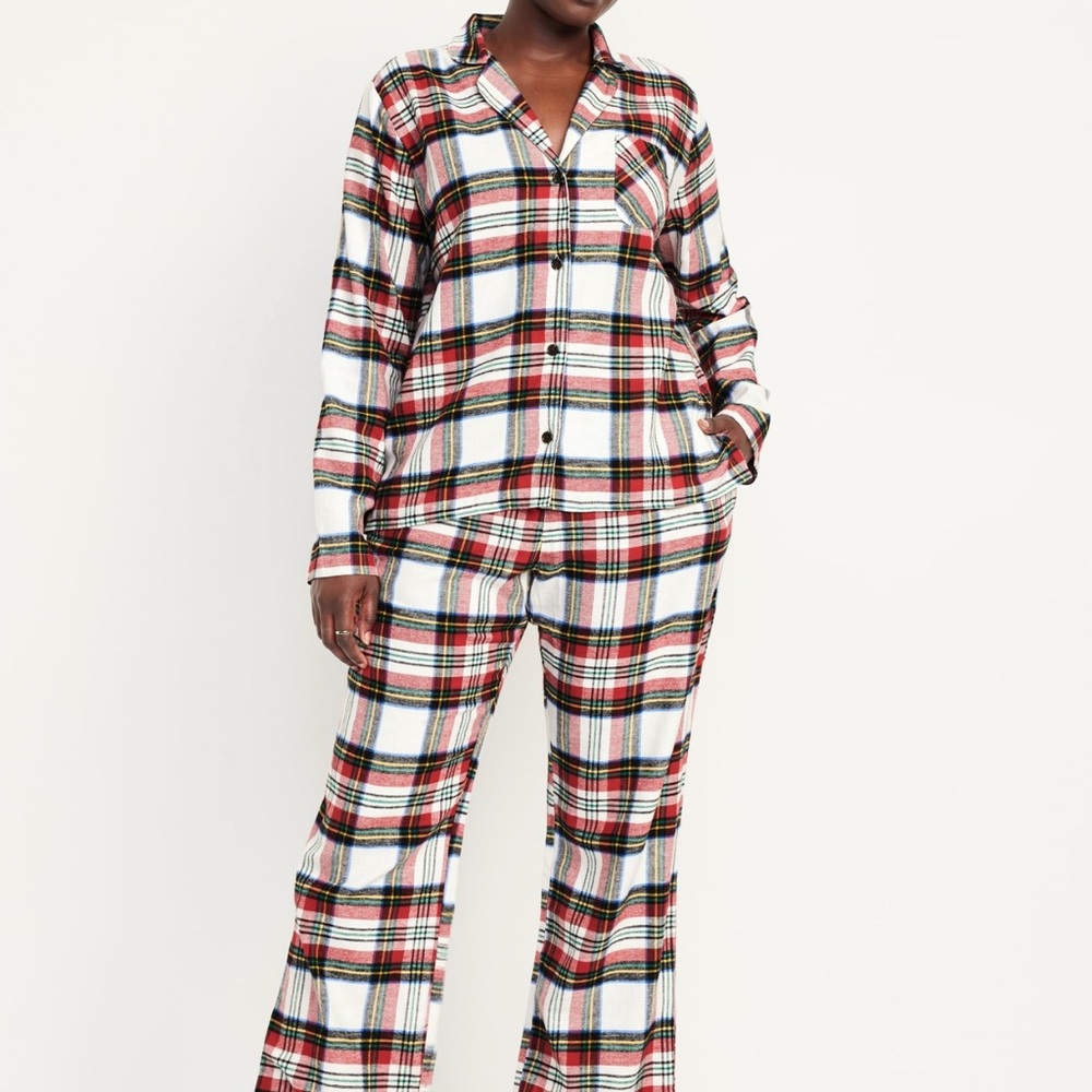 Old Navy Red and White Plaid Pajama Set